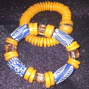 West African Traditional Beaded Bracelets. Set of two.